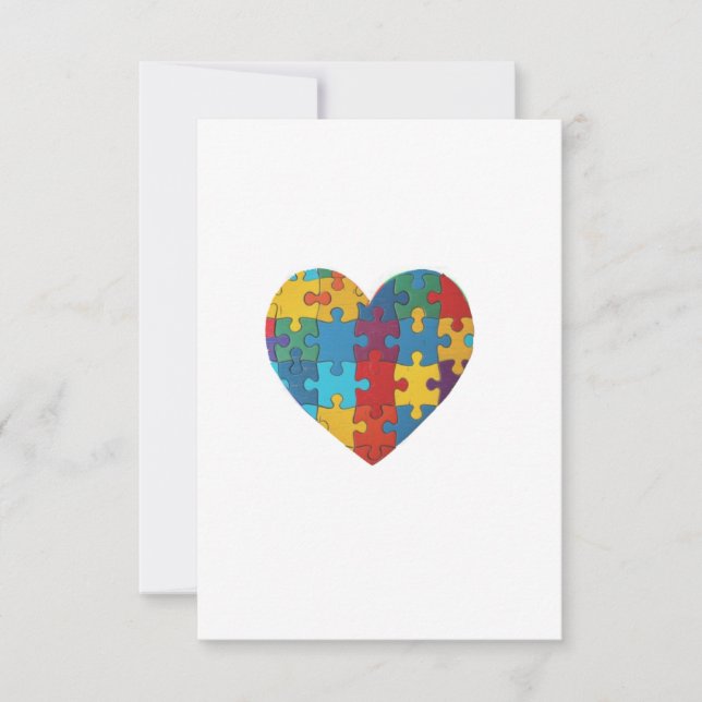 Autism Puzzle Heart Tack Kort (Framsida)