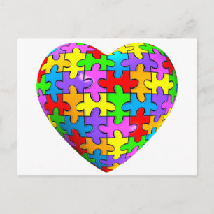 Autism Puzzle Heart Vykort
