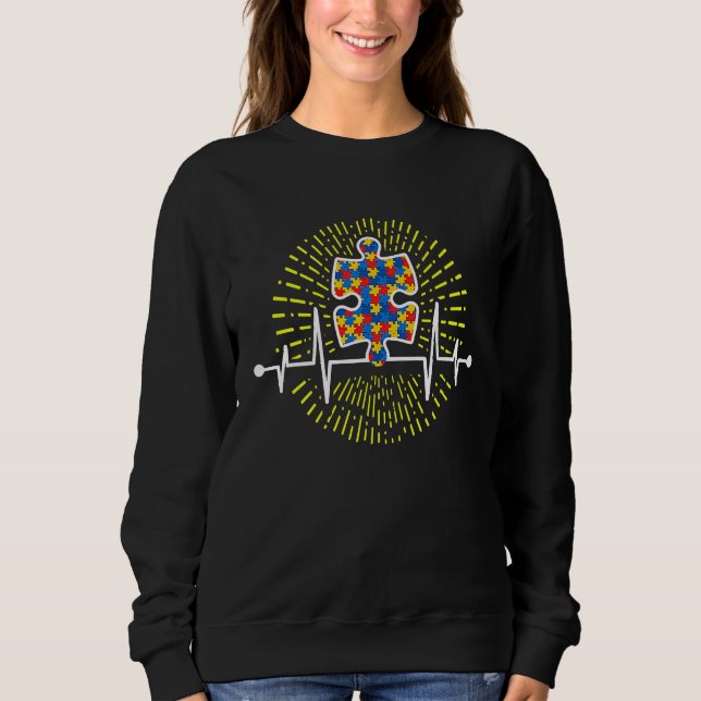 Autism Puzzle Heartbeat   Autism Awareness T Shirt (Framsida)