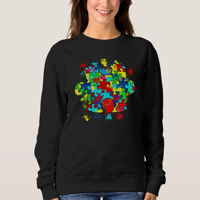 Autism Puzzle Kärlek Autism Awareness Group M T Shirt (Framsida)