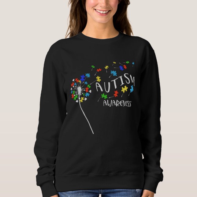 Autism Puzzle Piece Dandelion Autism Awareness Mon T Shirt (Framsida)