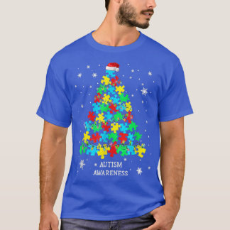 Autism Puzzle Pieces Christmas Tree Xmas Lights Su T Shirt
