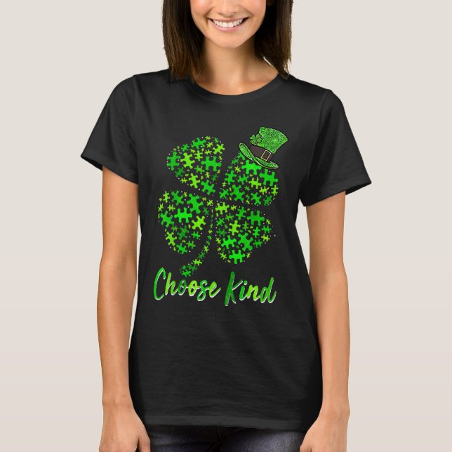 Autism Puzzle Pieces St Patrick Day shirt is a gre T (Framsida)