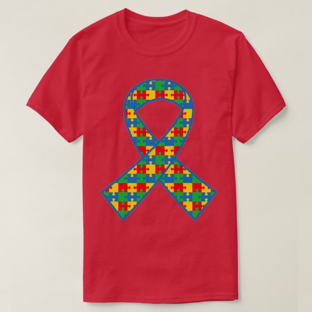 Autism Puzzle Ribbon Autism Shirt T (Design framsida)