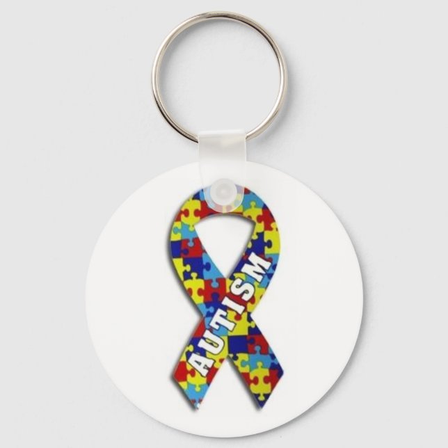 Autism Puzzle Ribbon Nyckelring (Framsida)