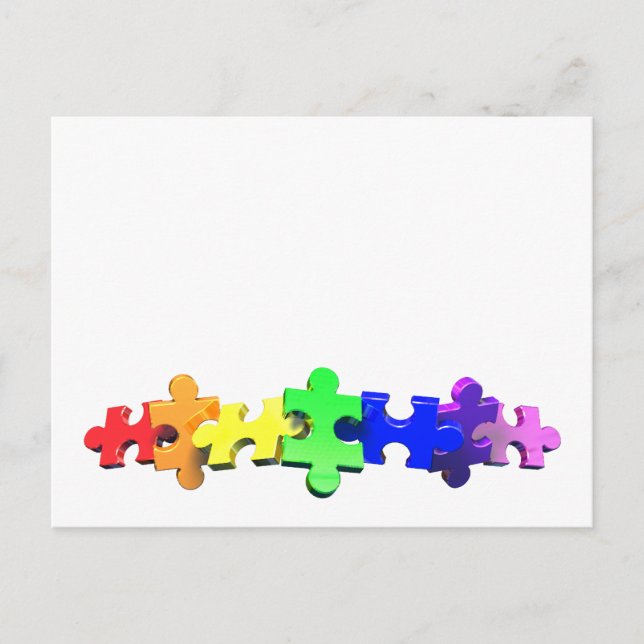 Autism Puzzle Strip Vykort (Framsida)