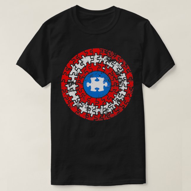 Autism-puzzle superhjältesköld Autism-pris T Shirt (Design framsida)