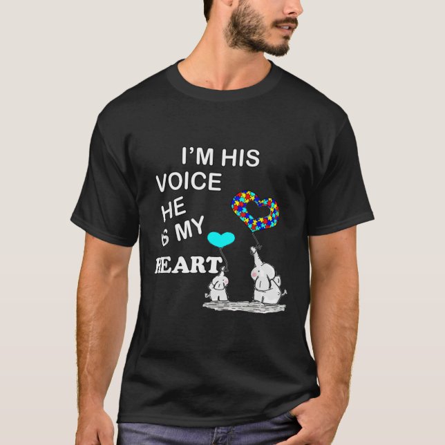 Autism Quote I är hans röststöd och medvetandegöra T Shirt (Framsida)