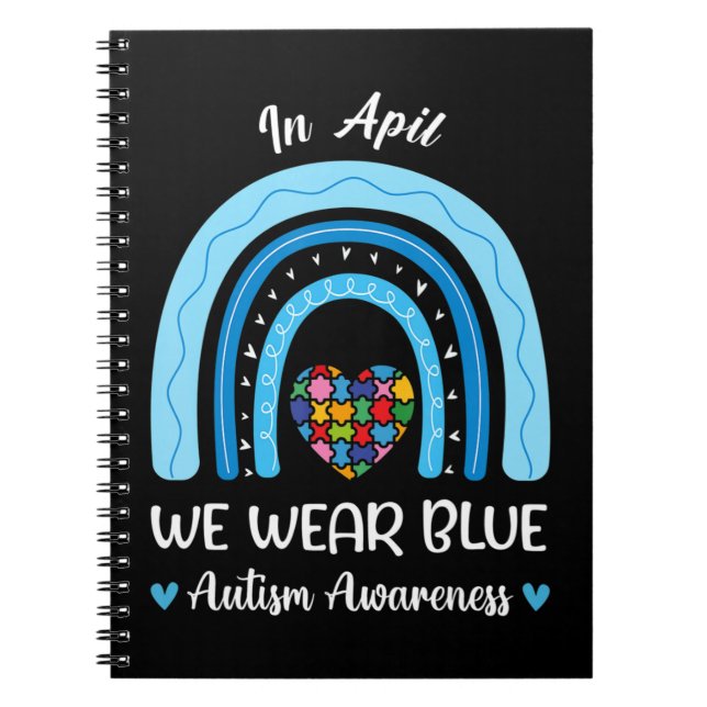 Autism Rainbow i april Bära Blue Autism Awaren Anteckningsbok (Framsidan)