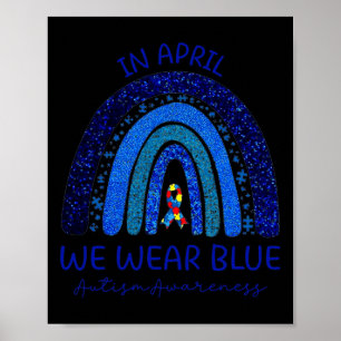 Autism Rainbow i april Bära Blue Autism Awaren Poster