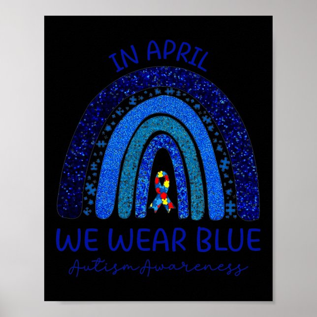 Autism Rainbow i april Bära Blue Autism Awaren Poster (Framsidan)