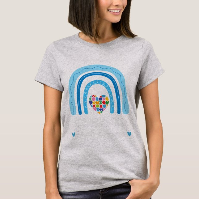 Autism Rainbow i april Bära Blue Autism Awaren T Shirt (Framsida)