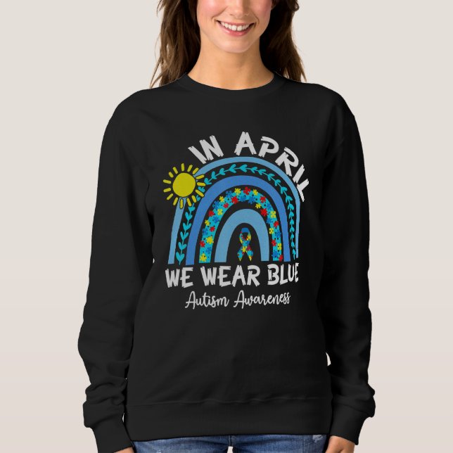 Autism Rainbow i april Bära Blue Autism Awaren T Shirt (Framsida)