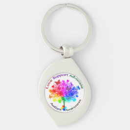 Autism Rainbow Träd Swirl Silverfärgad Nyckelring