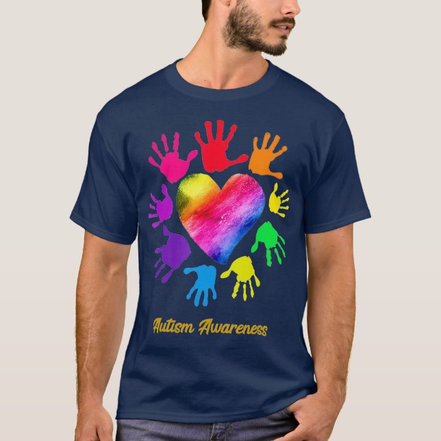 Autism Rainbow Vi Bäror Rainbow Heart för autism T Shirt (Framsida)