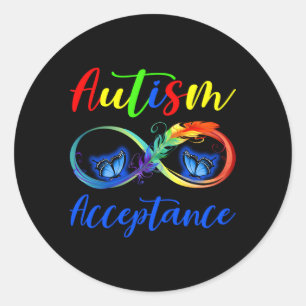 Autism Red i stället Ofinance Acceptance Butterfly Runt Klistermärke