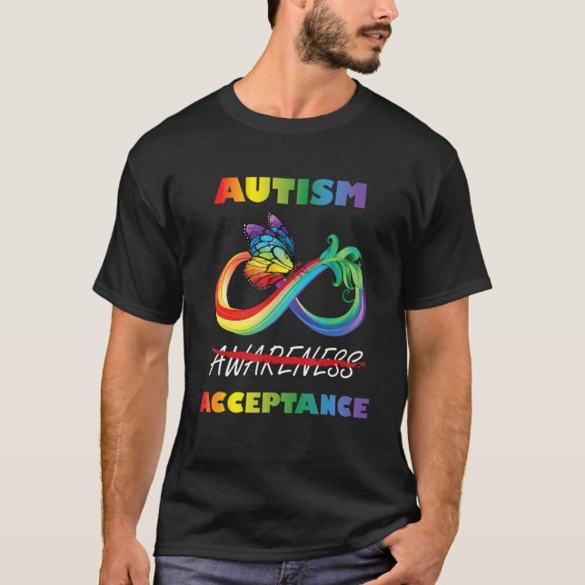 Autism Red i stället Ofinance Acceptance Butterfly T Shirt (Framsida)
