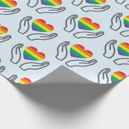 Autism Regnbåge Hjärtas Stödjande Händer Ljusblå Presentpapper