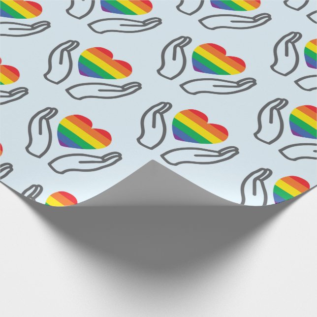 Autism Regnbåge Hjärtas Stödjande Händer Ljusblå Presentpapper (Hörn)