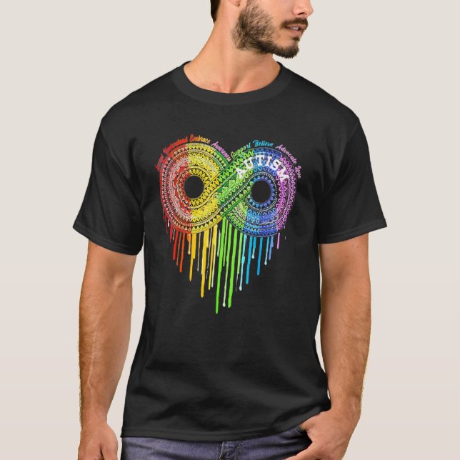 Autism Regnbåge Oändlighetssymbol Asd-medvetenhet T Shirt (Framsida)