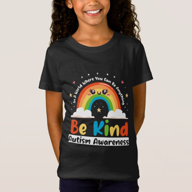 Autism Regnbåge var vänliga Autism Awareness Månad T Shirt (Framsida)