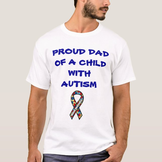 autism ribbon12, STOLT PAPPA AV ETT BARN MED Tee (Framsida)