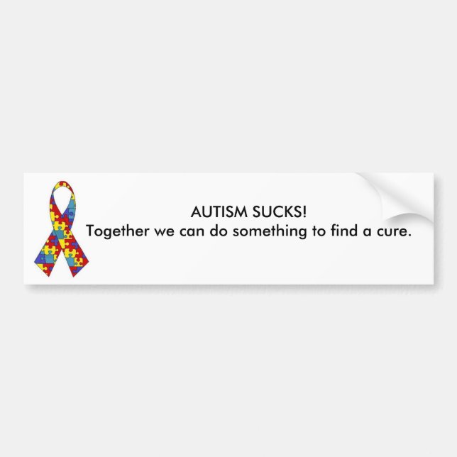 autism_ribbon AUTISM SUGER! Tillsammans kan vi Bildekal (Framsidan)