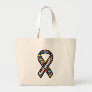 Autism Ribbon_bag Jumbo Tygkasse