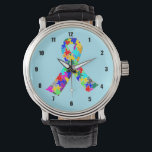 Autism Ribbon Blue Armbandsur<br><div class="desc">Vackert autismband fyllt med pussel delar av hela färg av regnbågen. En söt autismupplysningsklapp på ett täckansikte.</div>