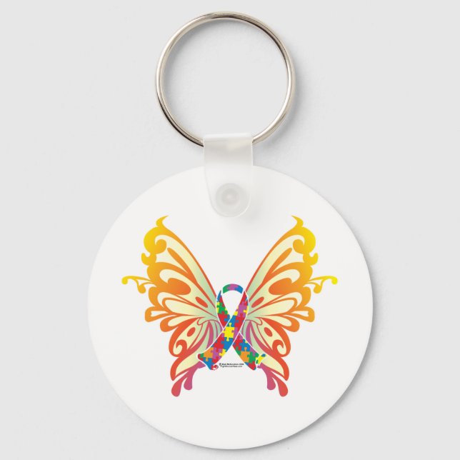 Autism Ribbon Butterfly Nyckelring (Framsida)