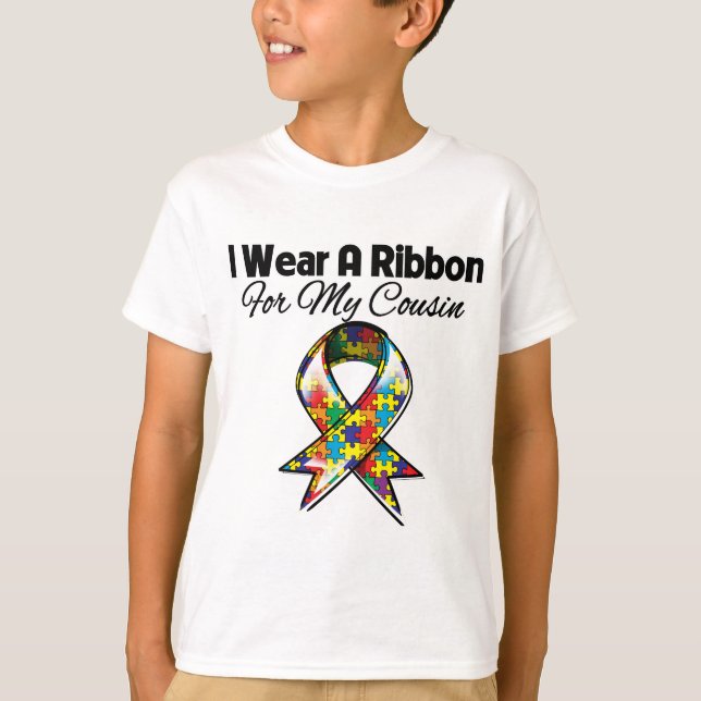 Autism Ribbon för min kusin Tee (Framsida)