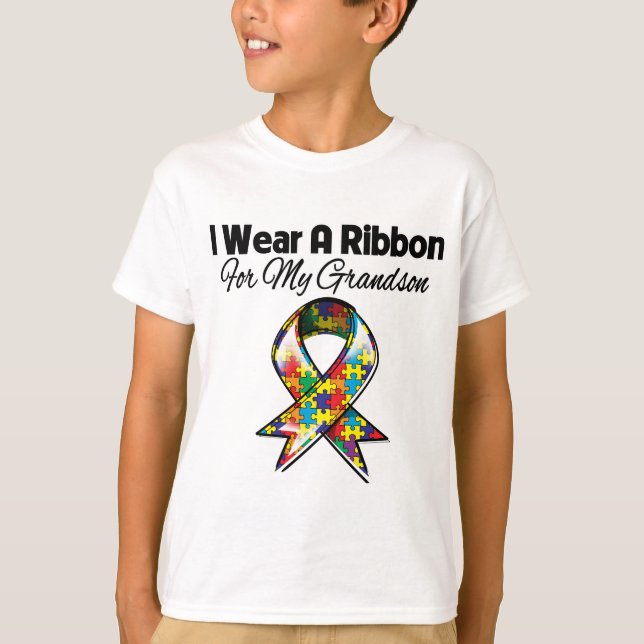 Autism Ribbon för min morson T Shirt (Framsida)