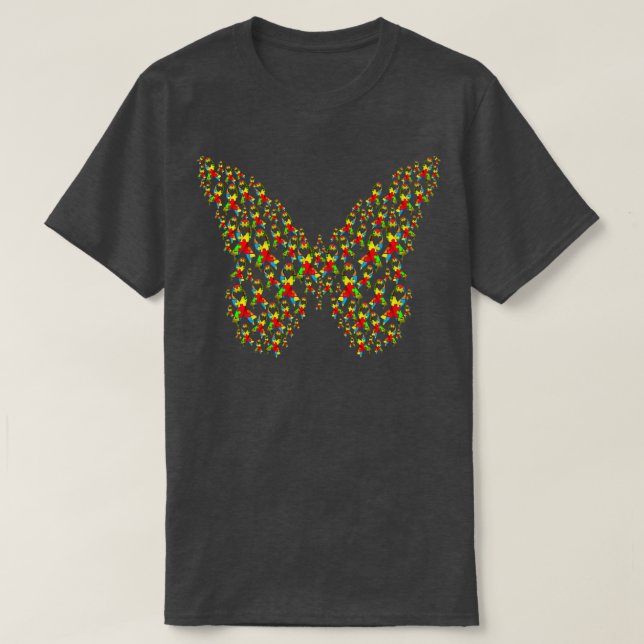 Autism Ribbon Heart Butterfly T Shirt (Design framsida)