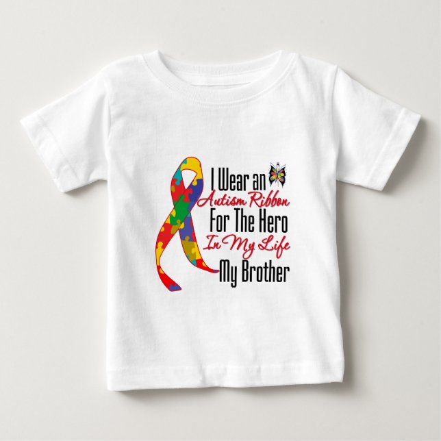 Autism Ribbon Hero i mitt liv min bror T Shirt (Framsida)