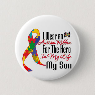Autism Ribbon Hero i mitt liv Min son Knapp