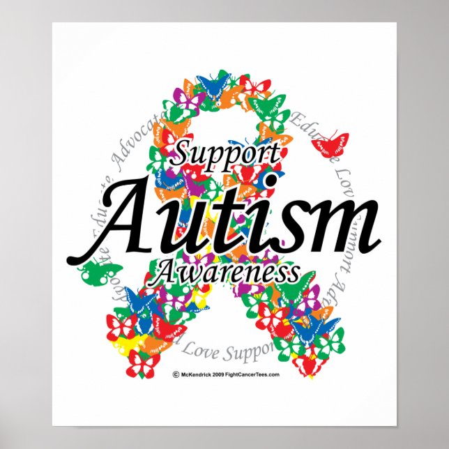 Autism Ribbon of Butterflies Poster (Framsidan)