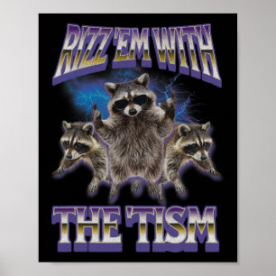 Autism Rizz Em med Tism Raccoon Memeben Poster