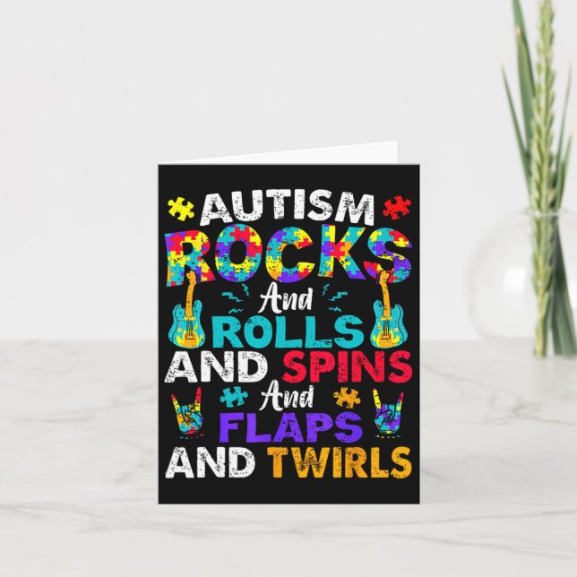 Autism Rock and roll Funny Autism Awareness Mont Kort (Framsida)
