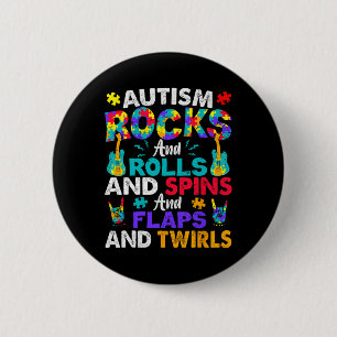 Autism Rocks And Rolls And Spins Autism Medvetenhe Knapp