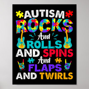 Autism Rocks And Rolls Roligt Autism Medvetenhet M Poster