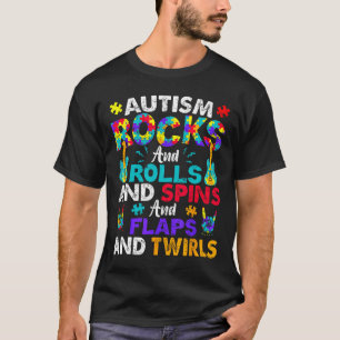 Autism Rocks And Rolls Roligt Autism Medvetenhet M T Shirt
