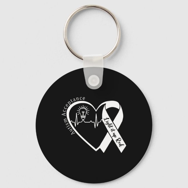 Autism - Röd i stället - Acceptans Not Awareness # Nyckelring (Framsida)