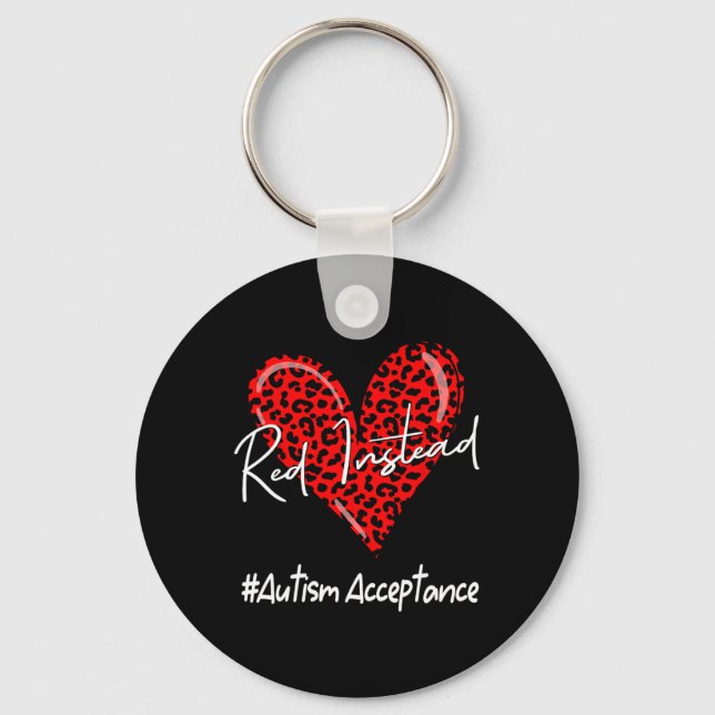 Autism - Röd i stället - Acceptans Not Awareness # Nyckelring (Framsida)