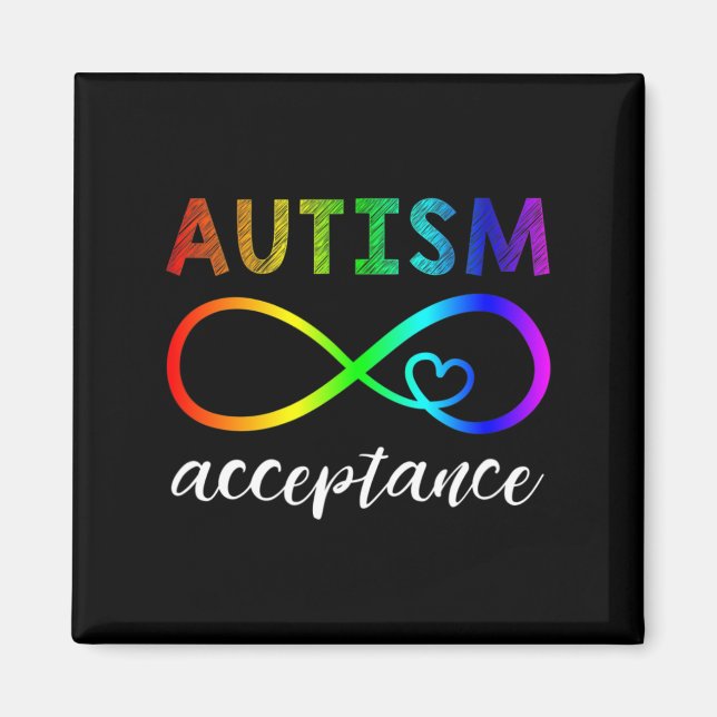 Autism - Röd i stället oändlighet - Acceptans Magnet (Framsidan)