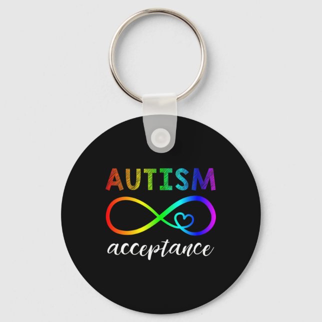 Autism - Röd i stället oändlighet - Acceptans Nyckelring (Framsida)