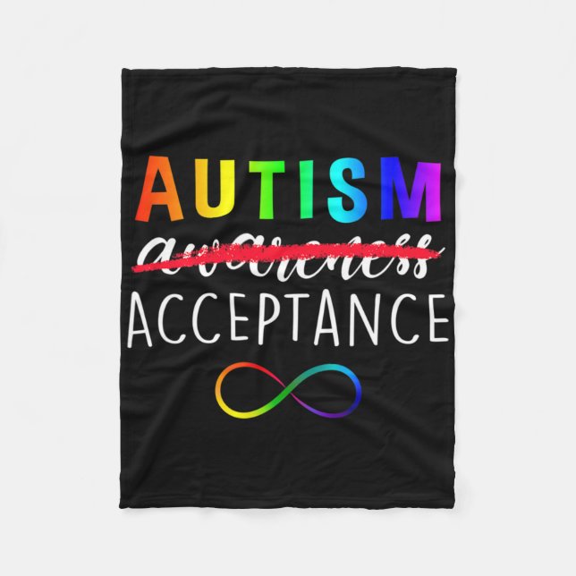 Autism - Röda i stället - Acceptans Not Awareness Fleecefilt (Framsidan)