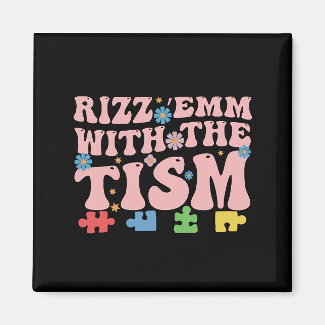 Autism Roligt Rizz Em Med Tism Meme Autistisk Magnet (Framsidan)