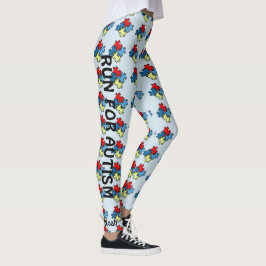 Autism Runing Leggings Puzzle Blue Byxor Warrior