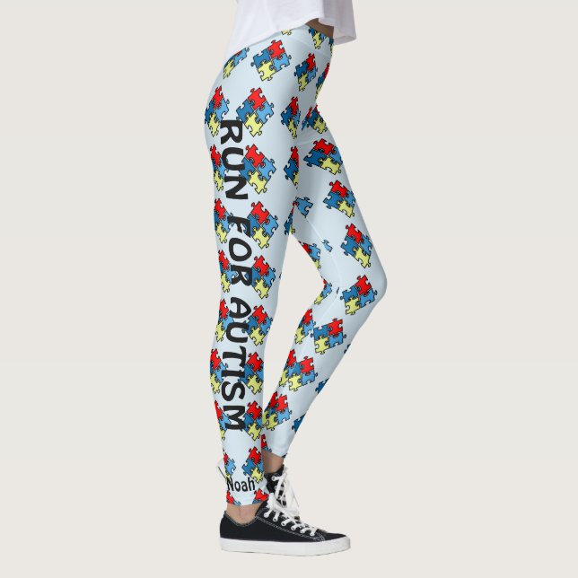 Autism Runing Leggings Puzzle Blue Byxor Warrior (Höger)