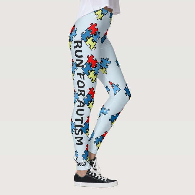 Autism Runing Leggings Puzzle Blue Byxor Warrior (Höger)
